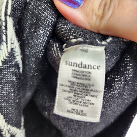 SUNDANCE Sweater Womens XS Black Cream Floral 3D Textured Dolman Sleeve Pullover - Picture 7 of 7